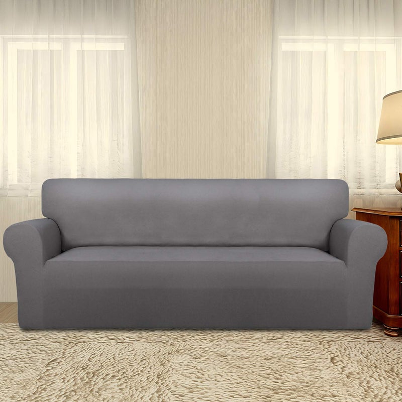 PureFit Super Stretch Sofa Slipcover â€“ Spandex Non Slip Soft Couch Sofa Cover, Washable Furniture Protector with Non Skid Foam and Elastic Bottom for Kids, Pets ï¼ˆOversized Sofa, Light Gray - Image 2